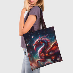 Сумка-шопер Красный космический дракон, цвет: 3D-принт — фото 2