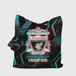 Сумка-шопер Liverpool FC в стиле glitch на темном фоне, цвет: 3D-принт
