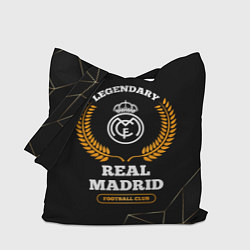 Сумка-шопер Лого Real Madrid и надпись legendary football club, цвет: 3D-принт