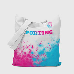 Сумка-шопер Sporting neon gradient style посередине, цвет: 3D-принт