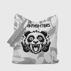 Сумка-шопер Foo Fighters рок панда на светлом фоне, цвет: 3D-принт