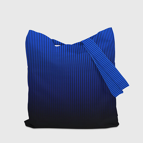 Сумка-шоппер Полосатый градиент сине-чёрный / 3D-принт – фото 2