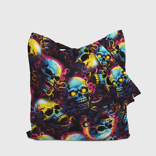 Сумка-шоппер Разноцветные черепушки с щупальцами / 3D-принт – фото 2