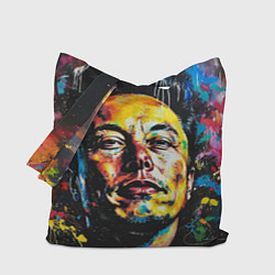 Сумка-шопер Граффити портрет Илона Маска, цвет: 3D-принт