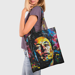 Сумка-шопер Граффити портрет Илона Маска, цвет: 3D-принт — фото 2