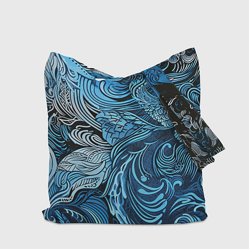 Сумка-шоппер Синие и белые абстрактные узоры / 3D-принт – фото 2