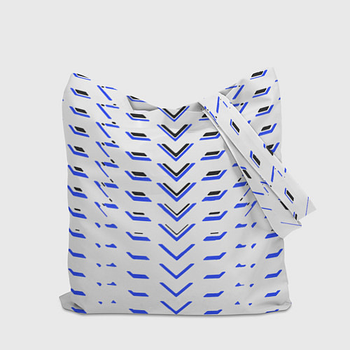 Сумка-шоппер Чёрные и синие полосы на белом фоне / 3D-принт – фото 2