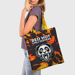 Сумка-шопер Red Hot Chili Peppers рок панда и огонь, цвет: 3D-принт — фото 2