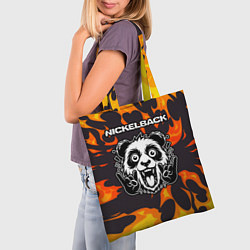 Сумка-шопер Nickelback рок панда и огонь, цвет: 3D-принт — фото 2