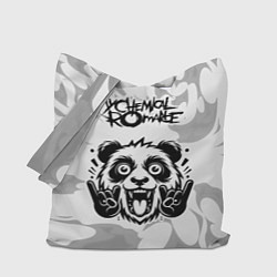 Сумка-шопер My Chemical Romance рок панда на светлом фоне, цвет: 3D-принт