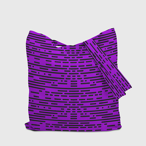 Сумка-шоппер Чёрные полосы на фиолетовом фоне / 3D-принт – фото 2