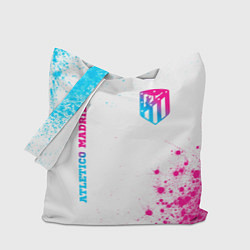 Сумка-шопер Atletico Madrid neon gradient style вертикально, цвет: 3D-принт