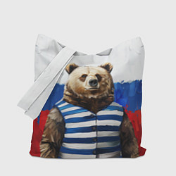 Сумка-шопер Медведь и флаг России, цвет: 3D-принт