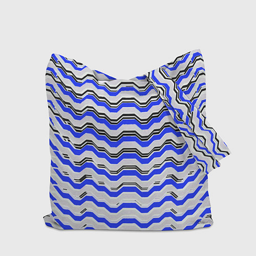 Сумка-шоппер Black and blue stripes on a white background / 3D-принт – фото 2