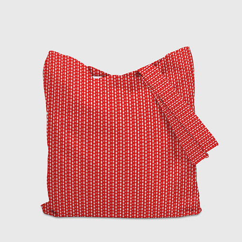 Сумка-шоппер Красный в белые маленькие полоски / 3D-принт – фото 2