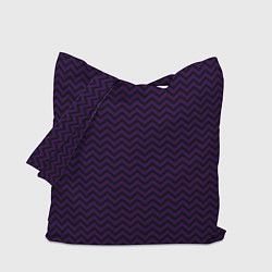 Сумка-шопер Чёрно-фиолетовый ломаные полосы, цвет: 3D-принт