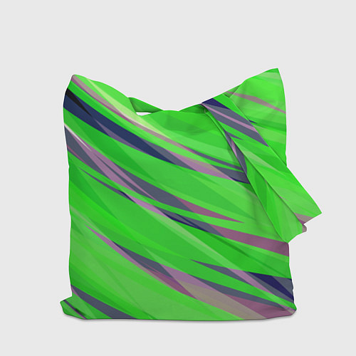 Сумка-шоппер Зелёный и фиолетовый абстрактные полосы / 3D-принт – фото 2