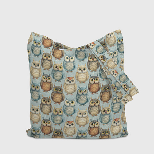 Сумка-шоппер Совы птицы паттерн / 3D-принт – фото 2