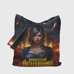 Сумка-шопер Женский PUBG девушка в огне, цвет: 3D-принт
