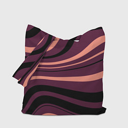 Сумка-шопер Сливовый абстрактные волнистые полосы, цвет: 3D-принт