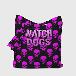 Сумка-шопер Watch dogs neon skull, цвет: 3D-принт