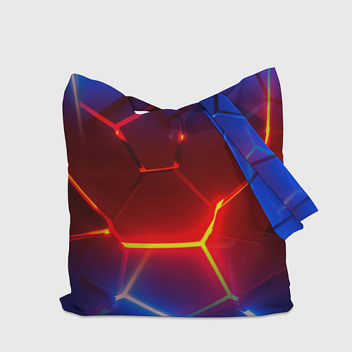 Сумка-шоппер Светящиеся лавой неоновые плиты в разломе / 3D-принт – фото 2