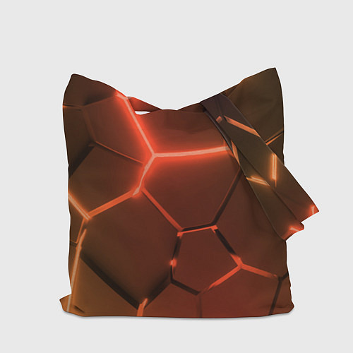 Сумка-шоппер Оранжевые неоновые плиты в разломе / 3D-принт – фото 2