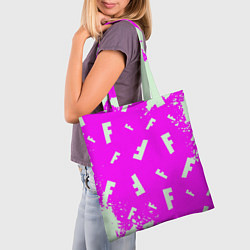 Сумка-шопер Fortnite pattern pink, цвет: 3D-принт — фото 2
