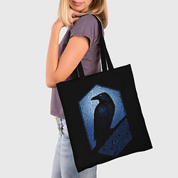 Сумка-шопер Славянский ворон в узоре орнаменте, цвет: 3D-принт — фото 2
