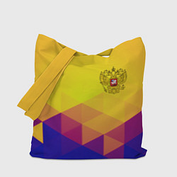 Сумка-шоппер Желтая геометрия - спорт Россия с гербом