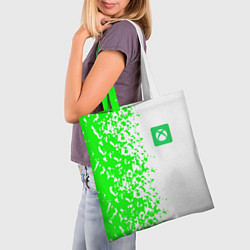 Сумка-шопер Xbox кислотные зеленые краски, цвет: 3D-принт — фото 2