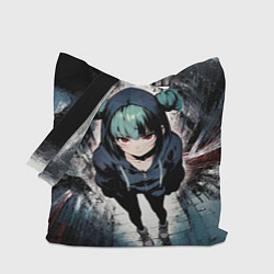 Сумка-шопер Девчонка с красными глазами, цвет: 3D-принт