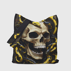 Сумка-шопер Череп и жёлто-чёрные змеи, цвет: 3D-принт