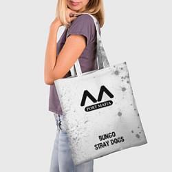 Сумка-шопер Bungo Stray Dogs glitch на светлом фоне по-центру, цвет: 3D-принт — фото 2