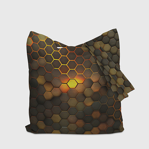 Сумка-шоппер Светящиеся коричневый соты - тепловая энергия / 3D-принт – фото 2