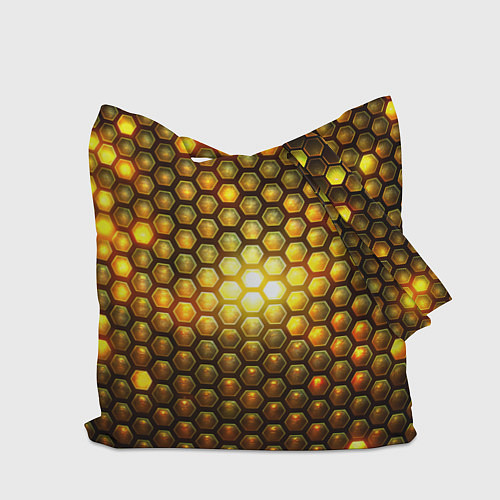 Сумка-шоппер Металлические соты - роскошный блеск золота / 3D-принт – фото 2