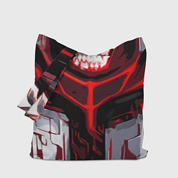 Сумка-шоппер Red stripes on a black and white background