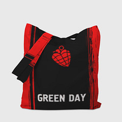 Сумка-шопер Green Day - red gradient по-центру, цвет: 3D-принт