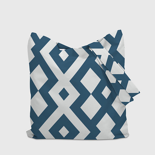 Сумка-шоппер Геометрический узор ромб синий / 3D-принт – фото 2