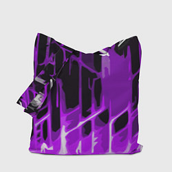 Сумка-шопер Abstract purple stripes on a black background, цвет: 3D-принт