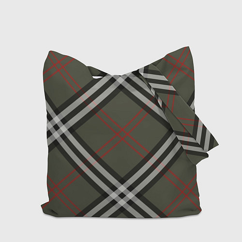 Сумка-шоппер Стильная клетка - милитари, крупно / 3D-принт – фото 2