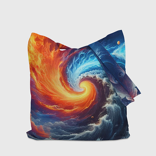 Сумка-шоппер Столкновение двух стихий - инь янь / 3D-принт – фото 2