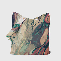 Сумка-шоппер Зелёно-розовый стилизованный абстракция