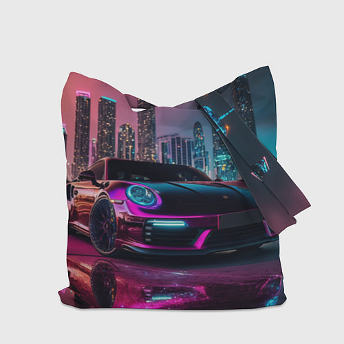 Сумка-шоппер Porshe night city / 3D-принт – фото 2