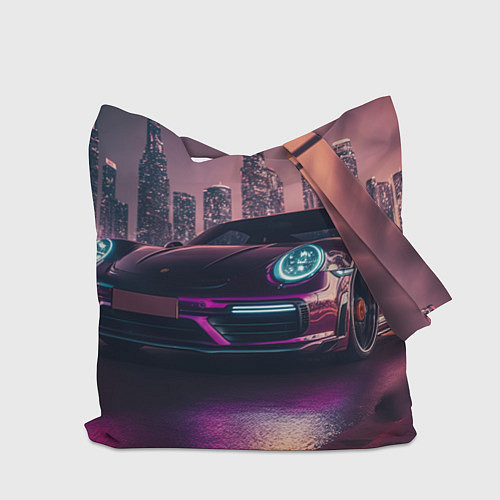 Сумка-шоппер Porshe ночной город / 3D-принт – фото 2