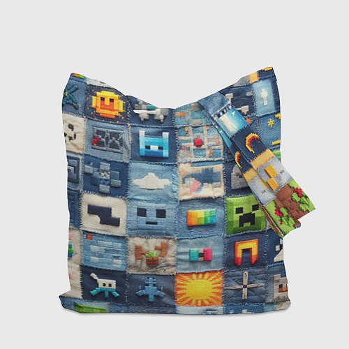 Сумка-шоппер Minecraft фигуры на пэчворк / 3D-принт – фото 2