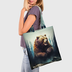 Сумка-шопер Агрессивный бурый медведь, цвет: 3D-принт — фото 2