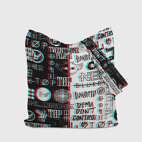 Сумка-шоппер Twenty one pilots glitch pattern / 3D-принт – фото 2