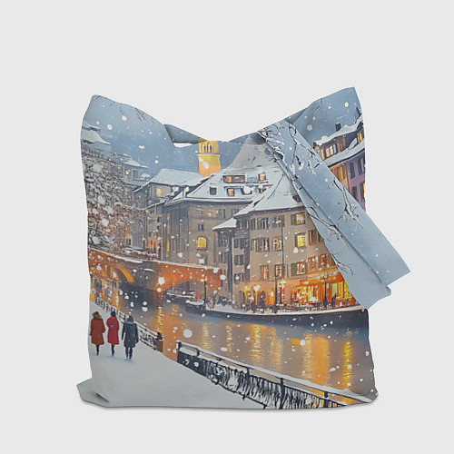 Сумка-шоппер Заснеженный Санкт-Петербург пейзаж / 3D-принт – фото 2