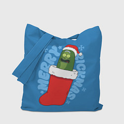Сумка-шопер Новогодний Рик огурчик - Merry Rickmas, цвет: 3D-принт